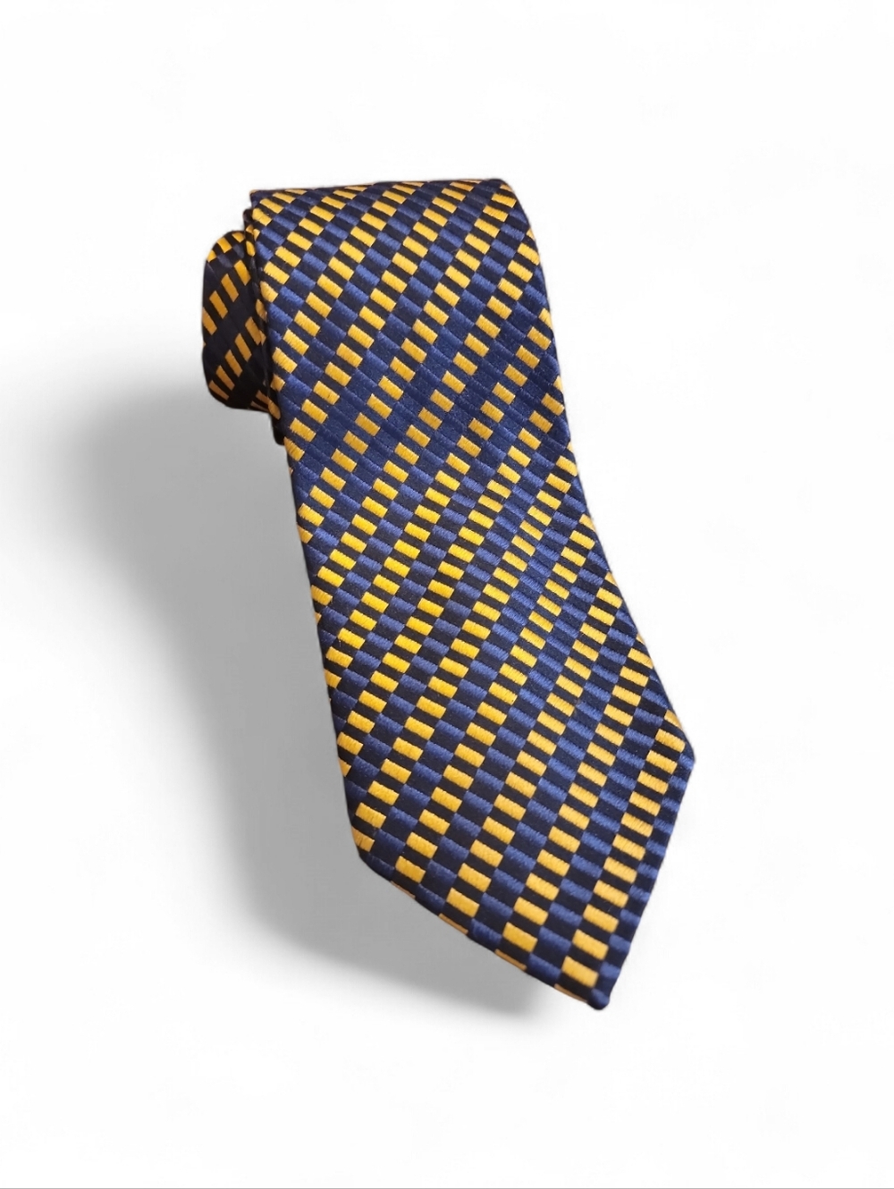 Charvet Tie Blue and Yellow Diagonal Stripe Silk Tie